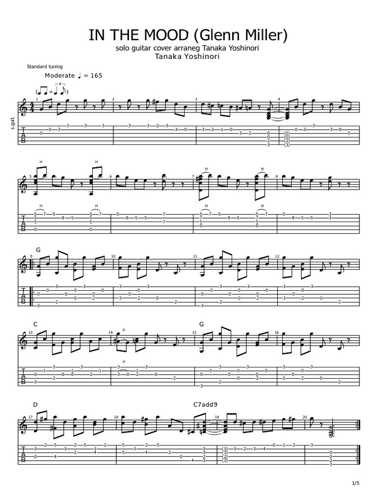 In The Mood - Fingerstyle | PDF | Irish Musical Instruments