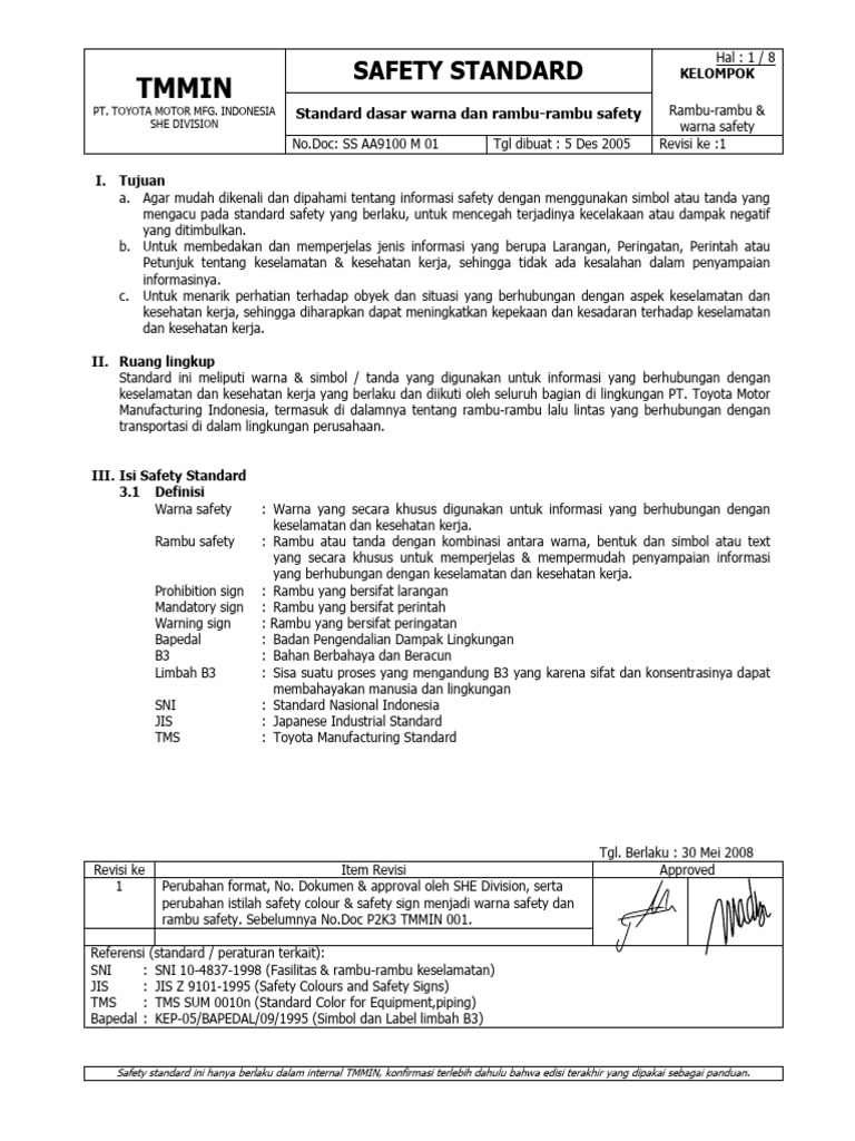 Standar Warna dan Rambu Safety K3 | PDF