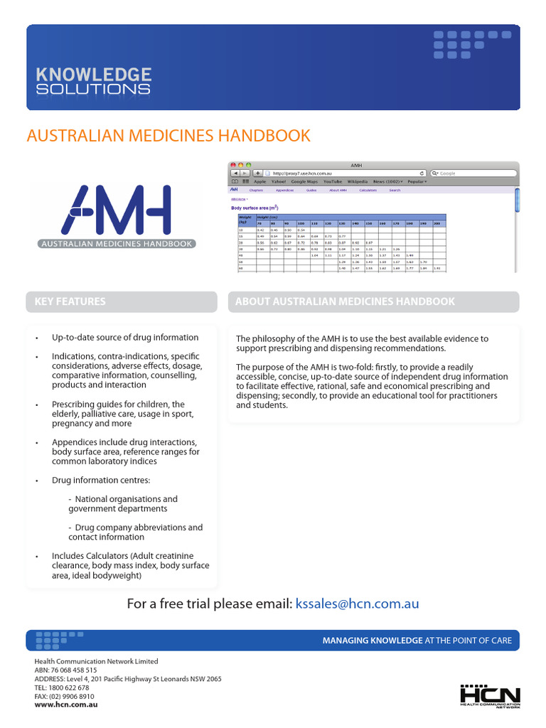 Australianmedicineshandbook Brochure | PDF