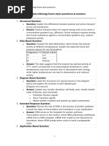 15 Cambridge Grade 9 Biology Exam Style Questions