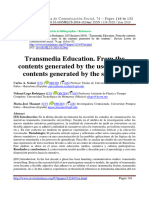 Transmedia Education. From The Contents Generated by The Users To The Contents Generated by The Students (Scolari, 2019)