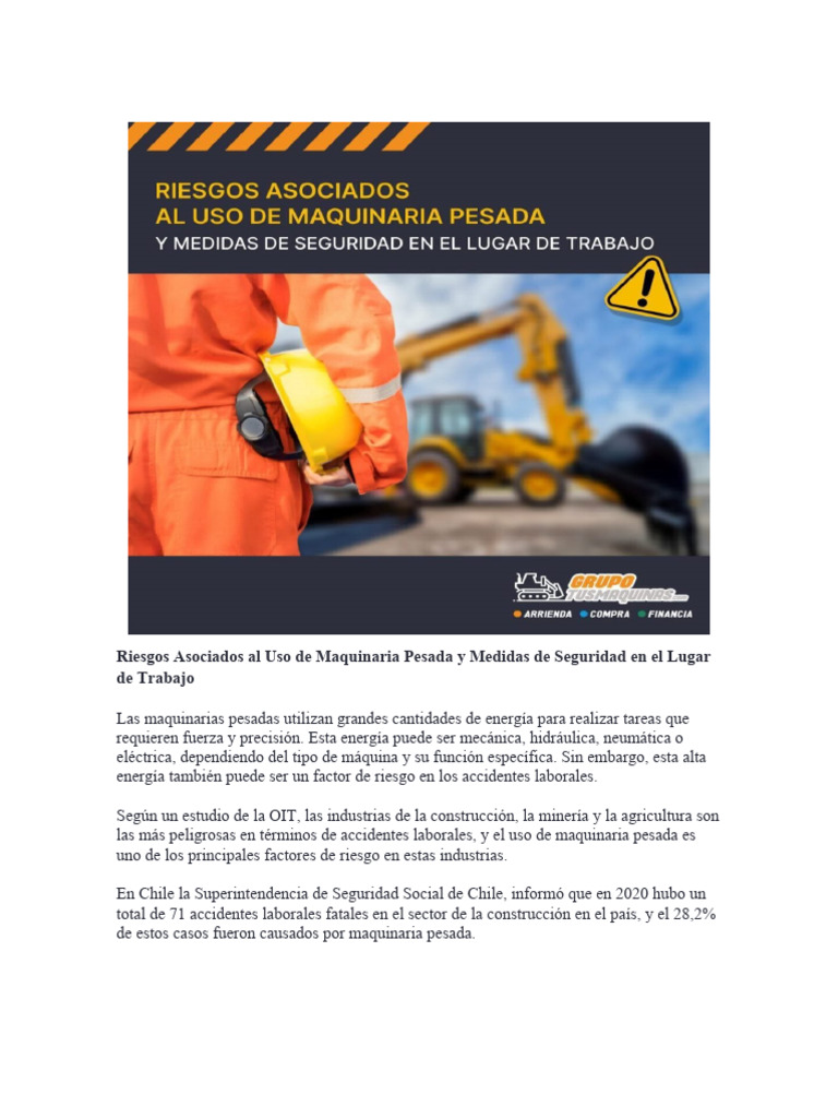 Riesgos y Seguridad en Maquinaria Pesada | PDF | Minería | Equipamiento ...