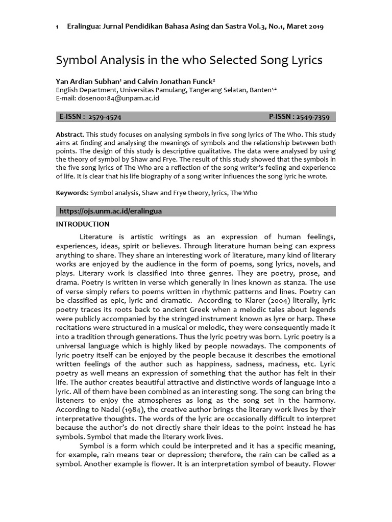 Symbol Analysis in The Who Selected Song | PDF | Poetry | Qualitative ...