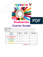 Evaluación Proyecto 5 Cuarto Grado