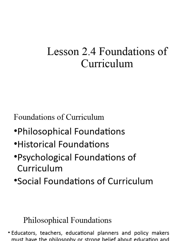 Curriculum Foundations Overview | PDF