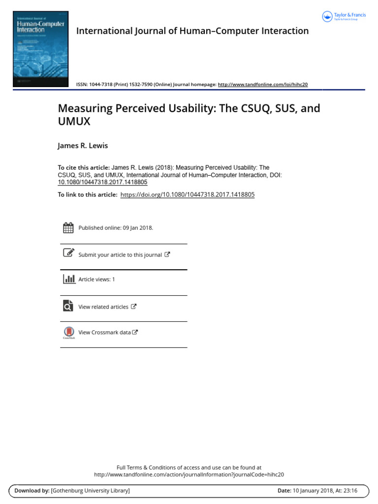 Measuring Perceived Usability The CSUQ, SUS, and | Download Free PDF ...