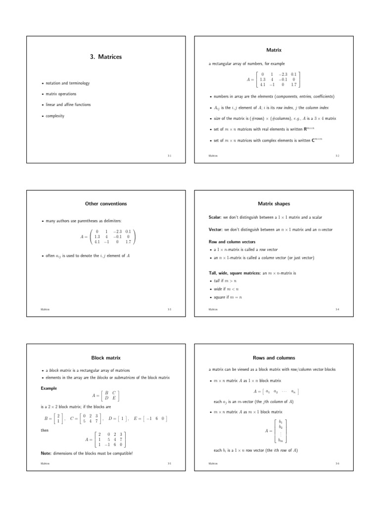 Understanding Matrices: Operations & Types | PDF | Matrix (Mathematics ...