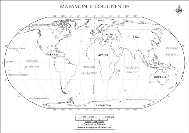 Mapa Mundi de Los Continentes | PDF
