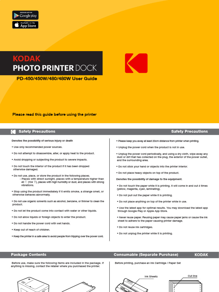 Kodak Photo Printer Dock User Guide | PDF | Printer (Computing ...
