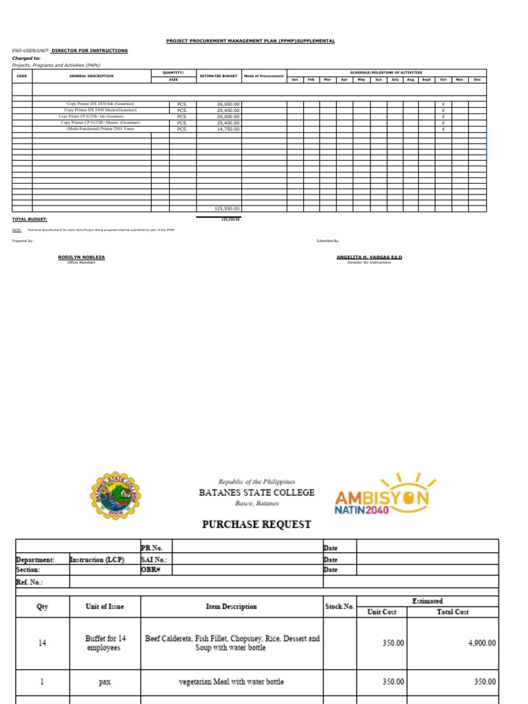 PR and PPMP | PDF | Office Equipment