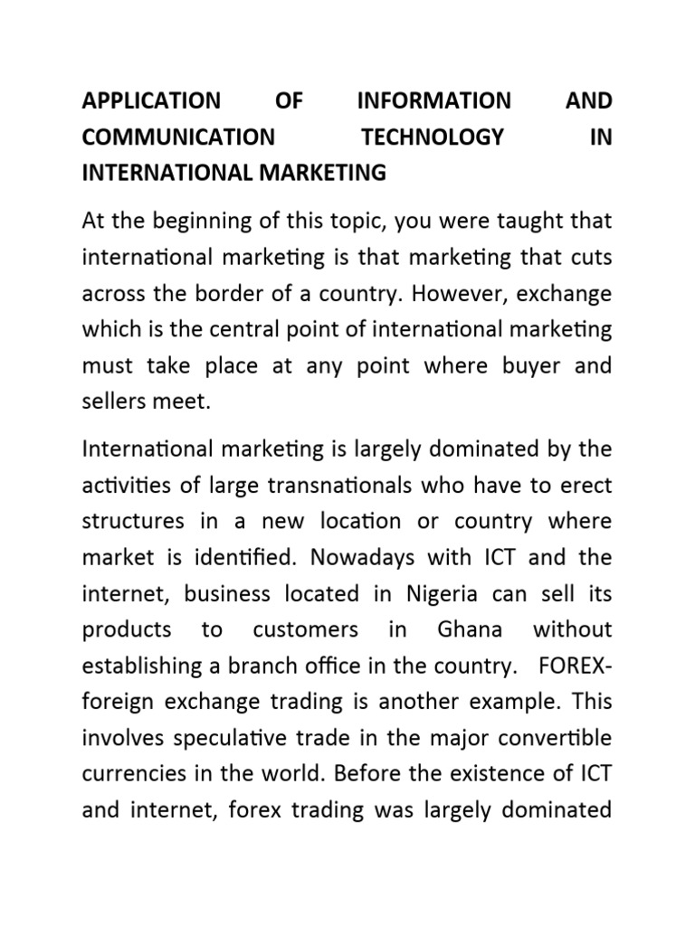 ICT Applications in International Marketing | PDF | Internet | World ...