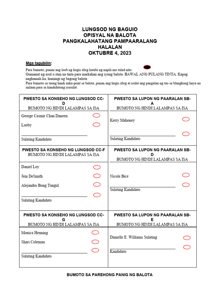 Tagalog Sample Ballot | PDF