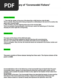 Summary of "Coromondel Fishers": Literary Devices