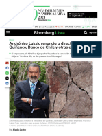 Andrónico Luksic Renuncia A Directorios de Quiñenco - Banco de Chile y Otras Empresas
