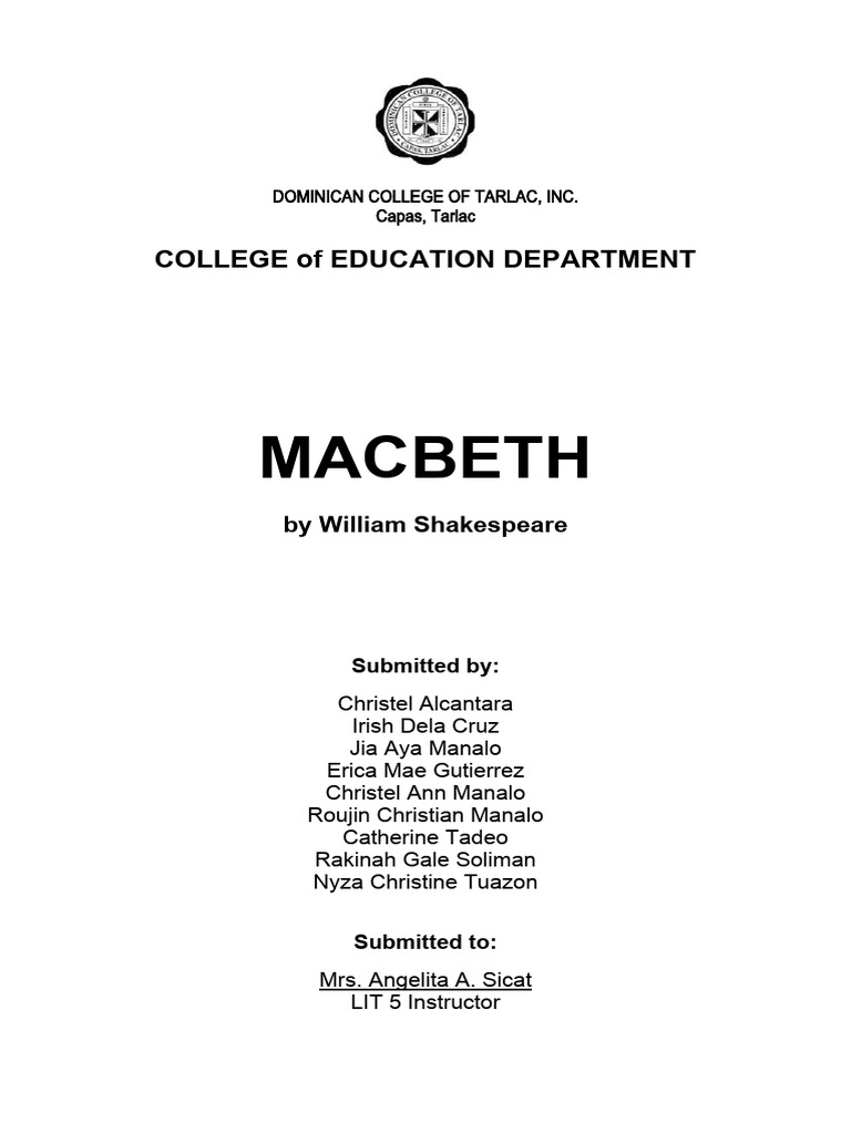 Macbeth Pdf Macbeth Shakespearean Tragedies