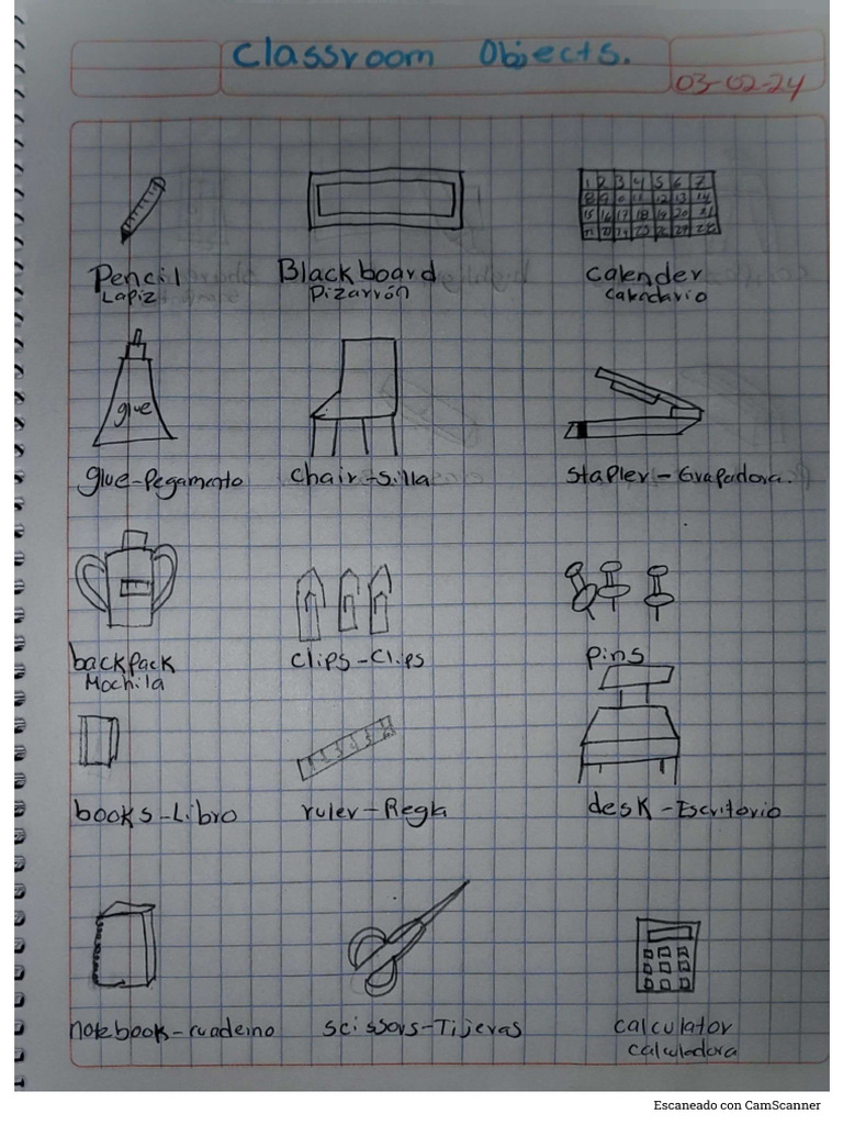 Classroom Objects MariannaGlez | PDF