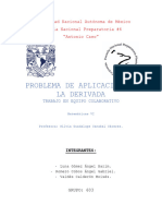 Problema de Aplicación de La Derivada. Trabajo en Equipo Colaborativo. Grupo 603. Matemáticas