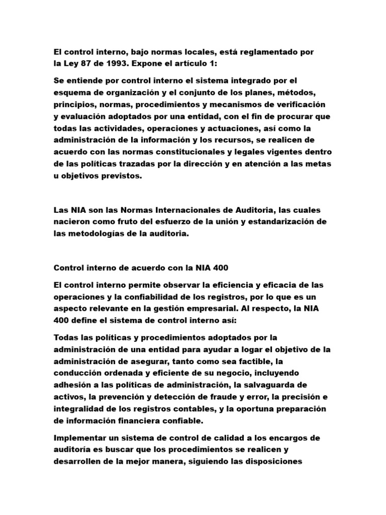 Control Interno y NIA 400: Guía Esencial | PDF | Auditoría | Contabilidad