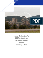 Tijeras Mineand Mill Quarrry 1 Final Reclamationand Design Plan