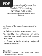 Entrepreneurship Quarter 2 - Module 7 Forecasting Revenues