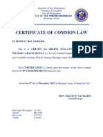 Certificate of Common Law