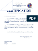 Certificate of First Time Job Seeker