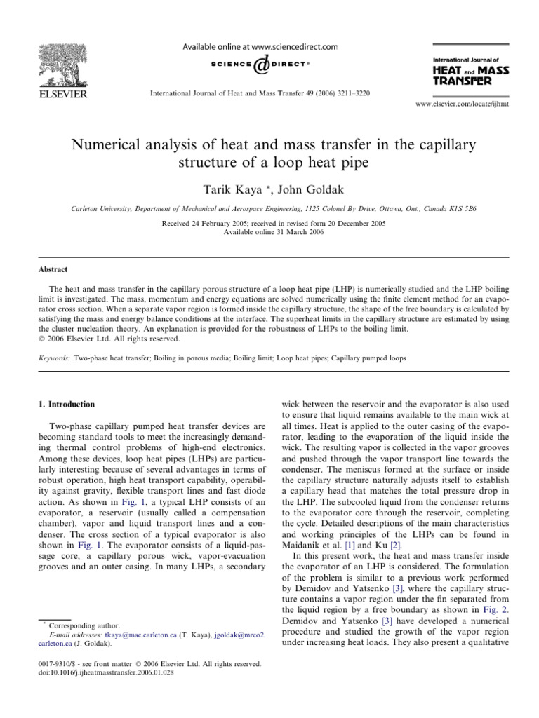 Heat and Mass Transfer in Loop Heat Pipes | PDF | Heat Transfer ...