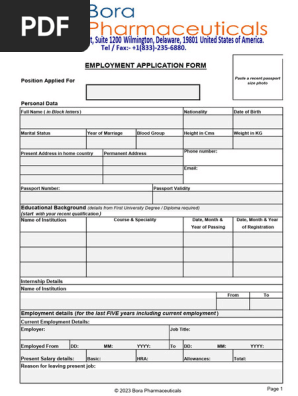 Employment Application Form