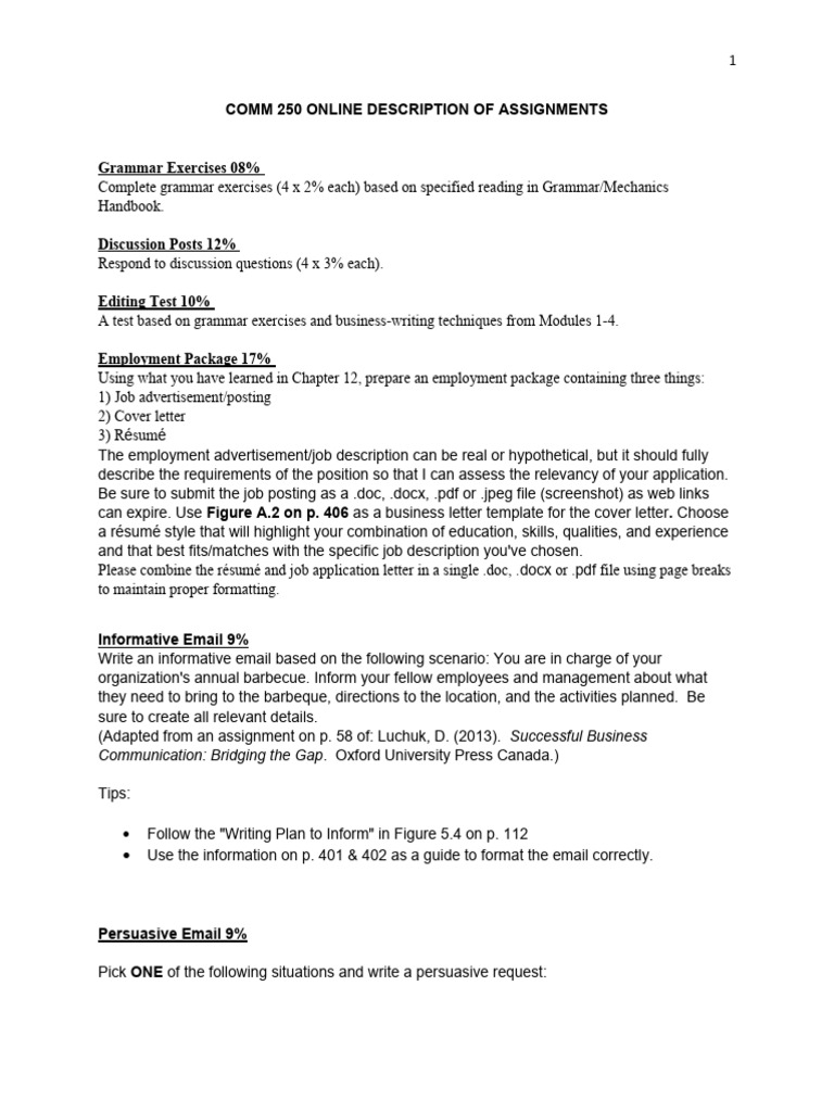 COMM 250 Online Assignment Overview | PDF | Résumé | Apa Style