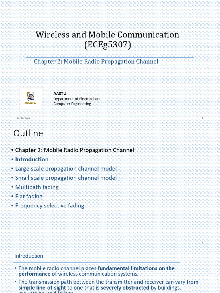 Chapter 2 - 22mobile Radio Propagation Channel (ECEg5307) | PDF ...