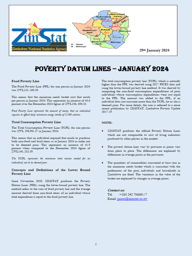 Zimbabwe Poverty Datum Lines 2024 | PDF | Cost Of Living | Poverty ...