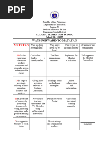 Ways Forward To Matatag