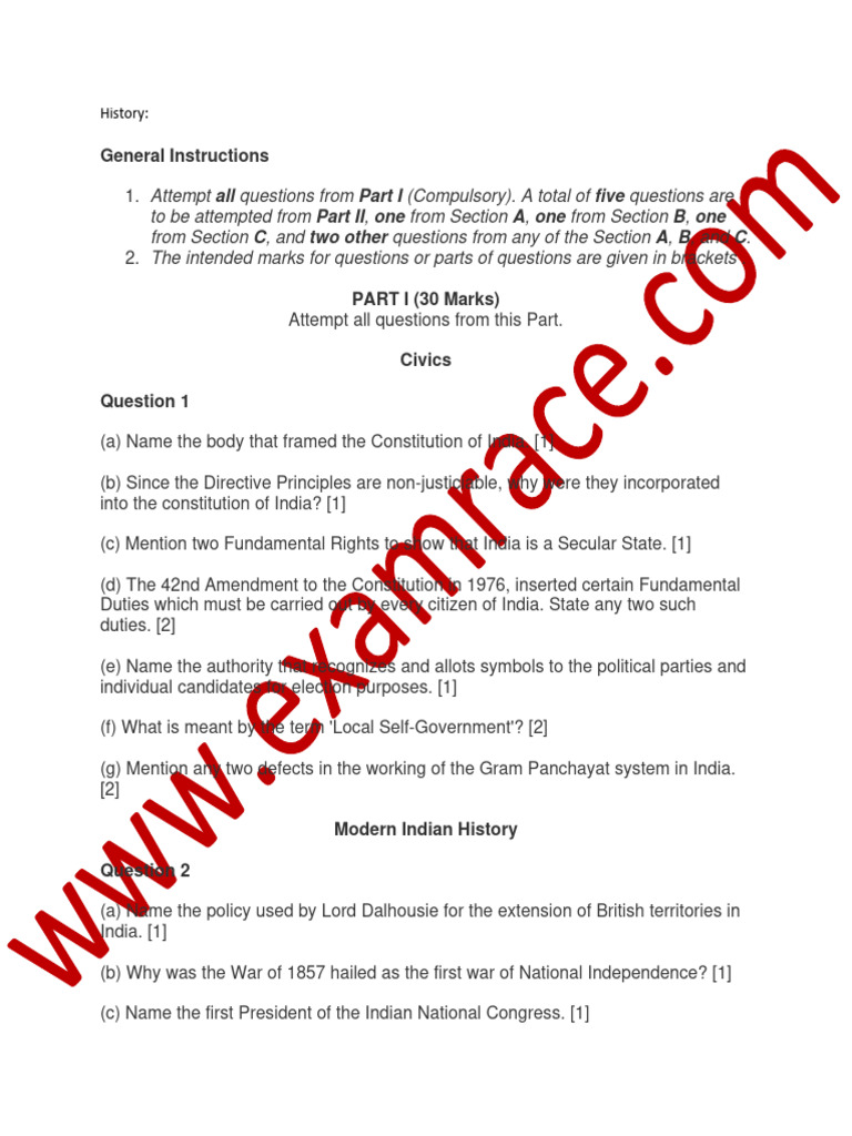 Icse Class 10 History 2002 Pdf Indian Nationalism Human Rights