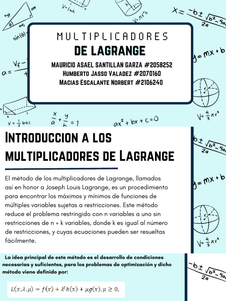 Introducción a los multiplicadores de Lagrange | PDF
