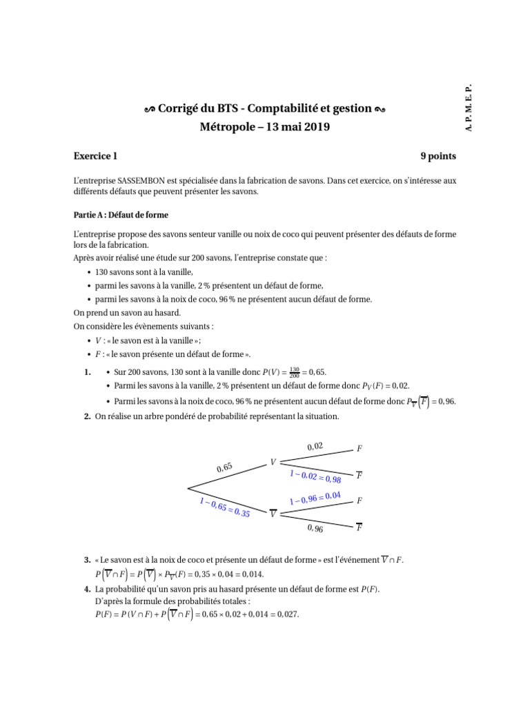 Corrigé BTS CGO Métropole 2019 | PDF