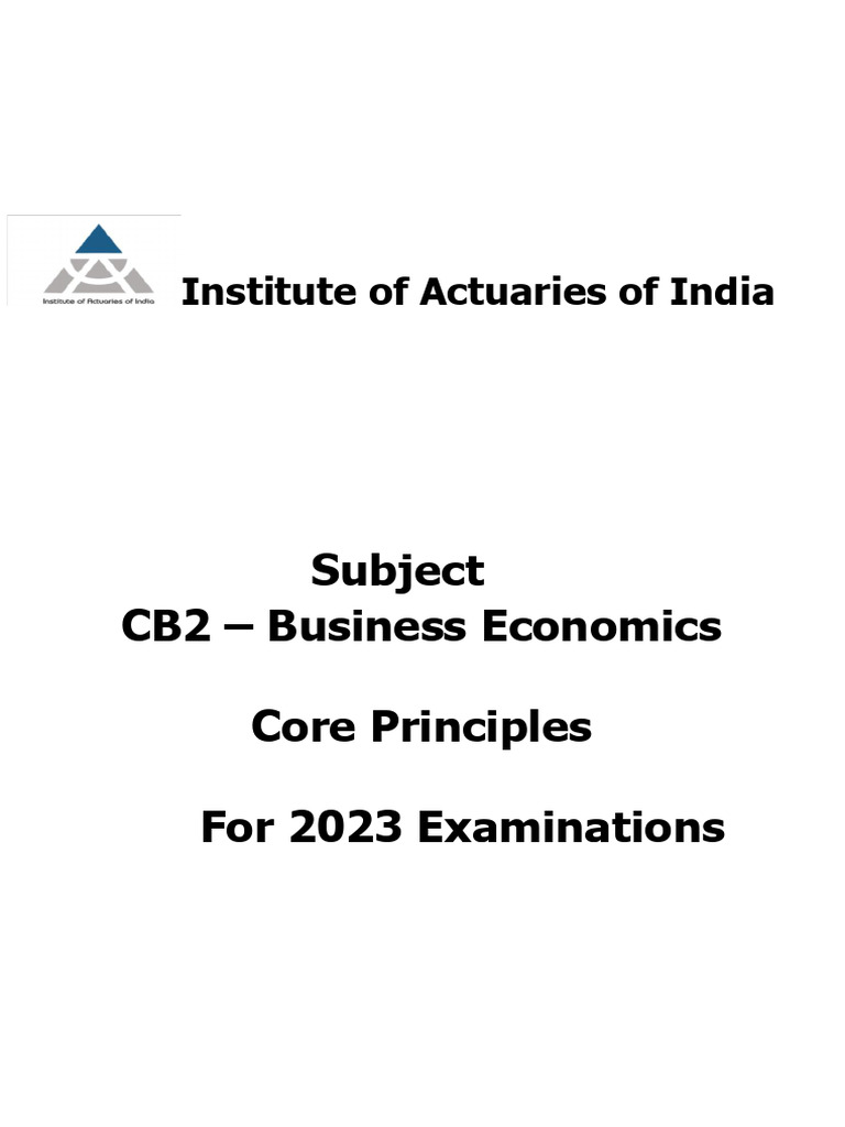 Business Economics CB2 Syllabus 2023 | PDF | Profit (Economics) | Inflation