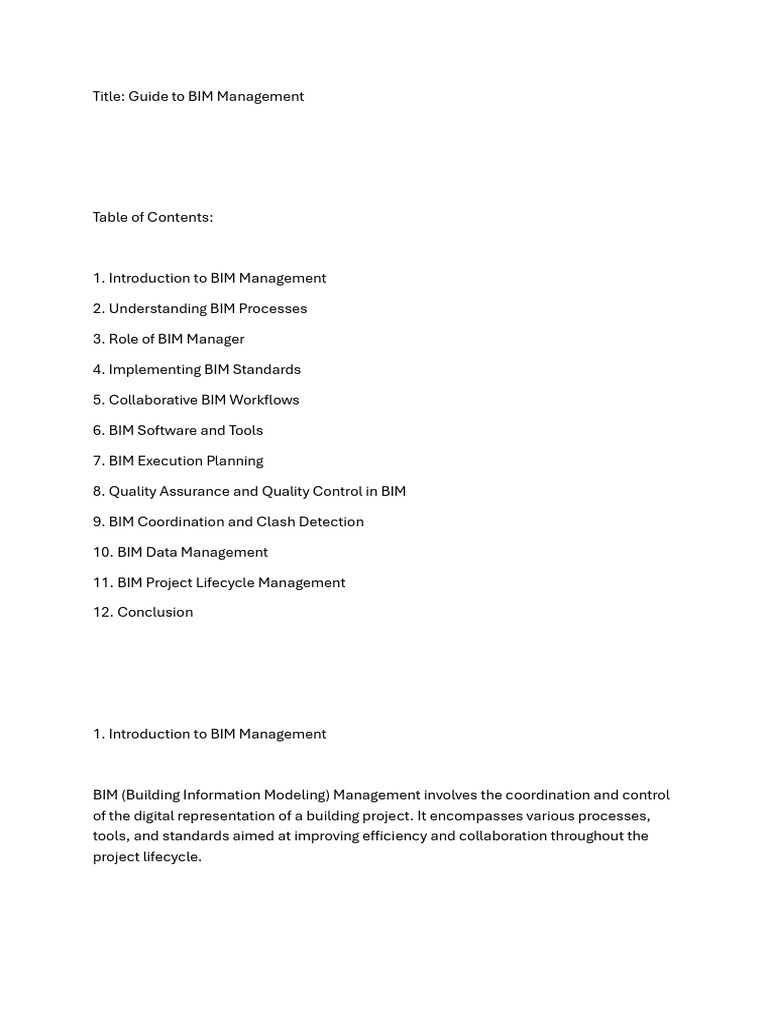 BIM Management Guide for Professionals | PDF | Building Information ...
