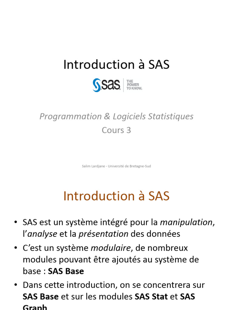 Introduction au langage SAS et modules | PDF | SAS (langage ...