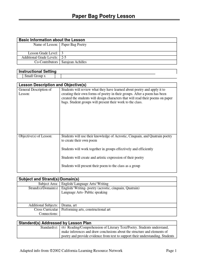 Lesson Planning Template PDF
