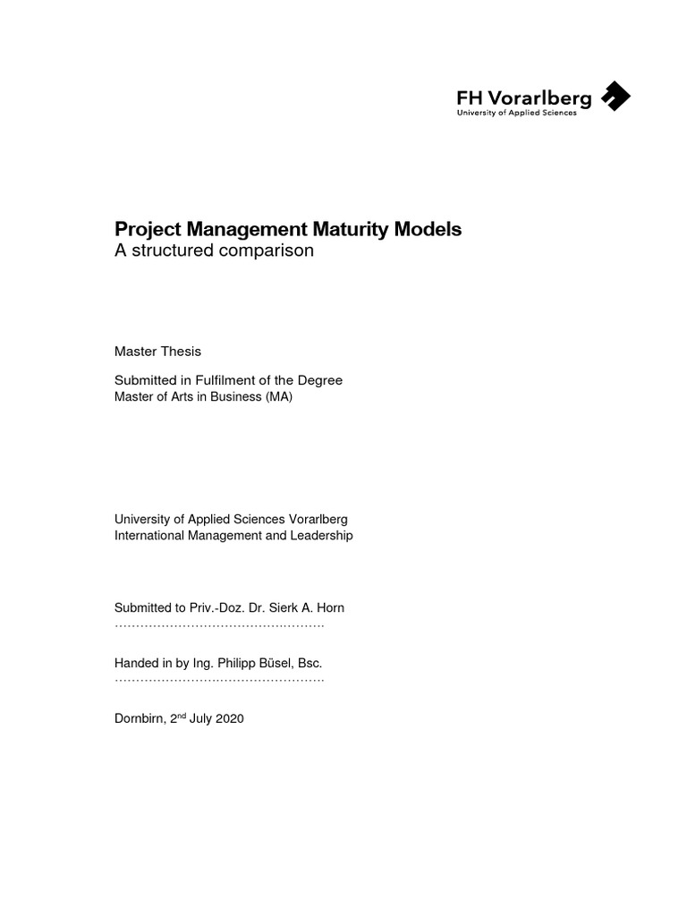 Project Management Maturity Models Comparison | PDF | Project ...