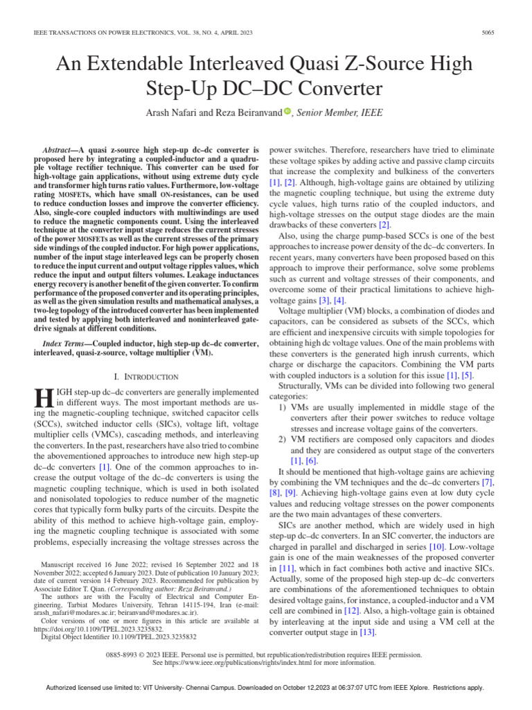 High Step-Up DC-DC Converter Design | PDF | Inductor | Inductance