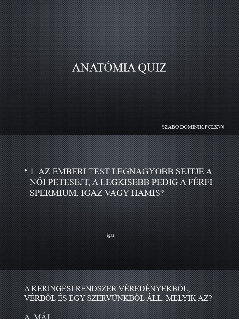 Anatómia Quiz Pdf