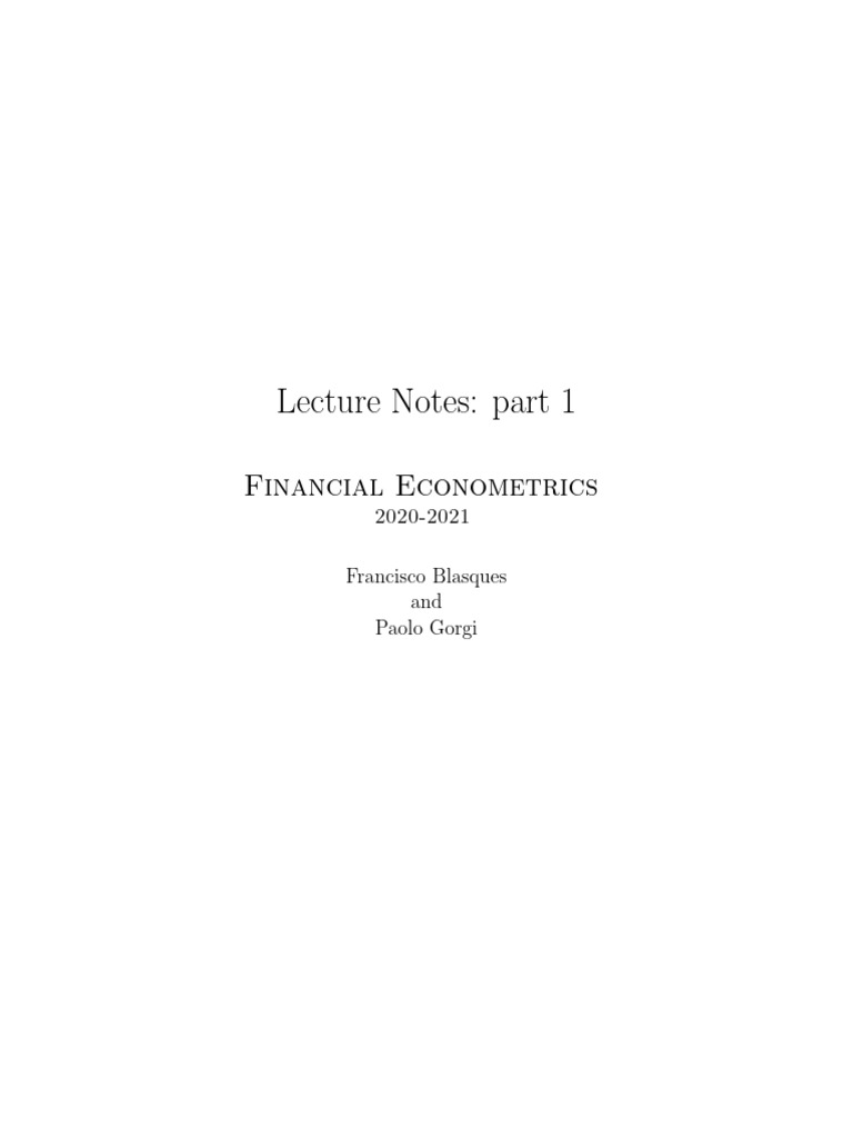 Lecture Notes Part 1 | PDF | Autoregressive Model | Stationary Process