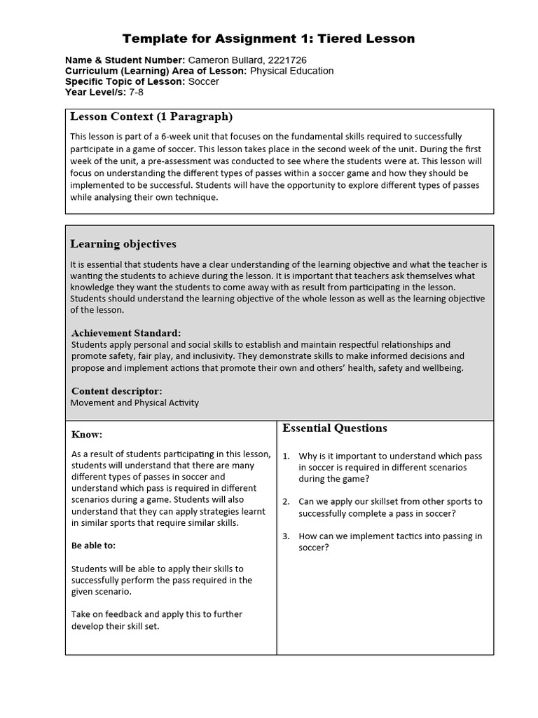 Lesson Plan Cameron | PDF | Teachers | Differentiated Instruction