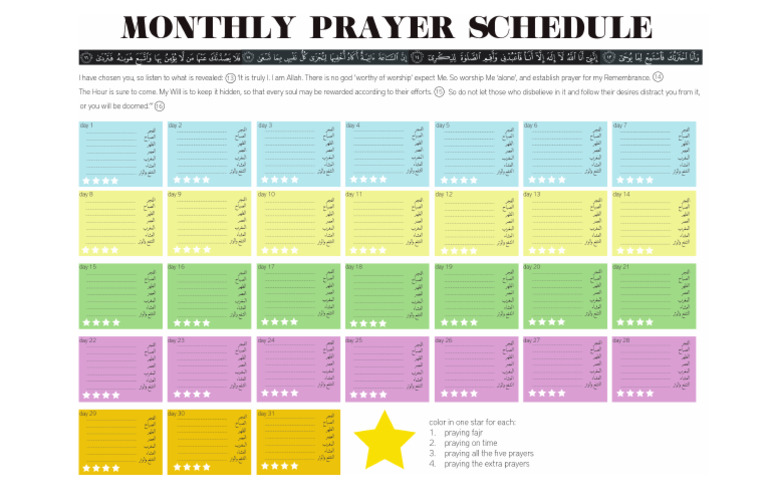 Monthly Prayer Scheudle | PDF