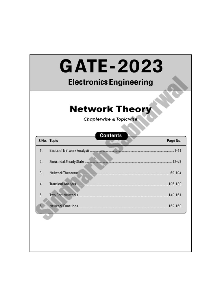 Gate pyq complete book ece siddharth sir pdf electrical network