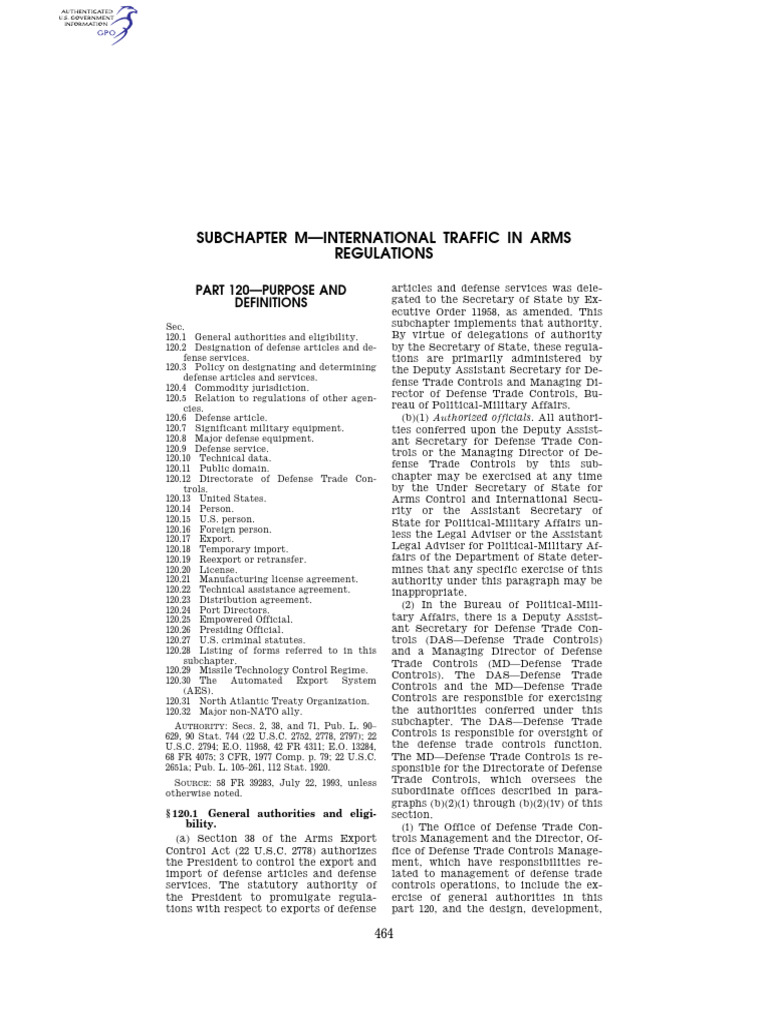 U.S. International Traffic in Arms Regulations | PDF | Government ...