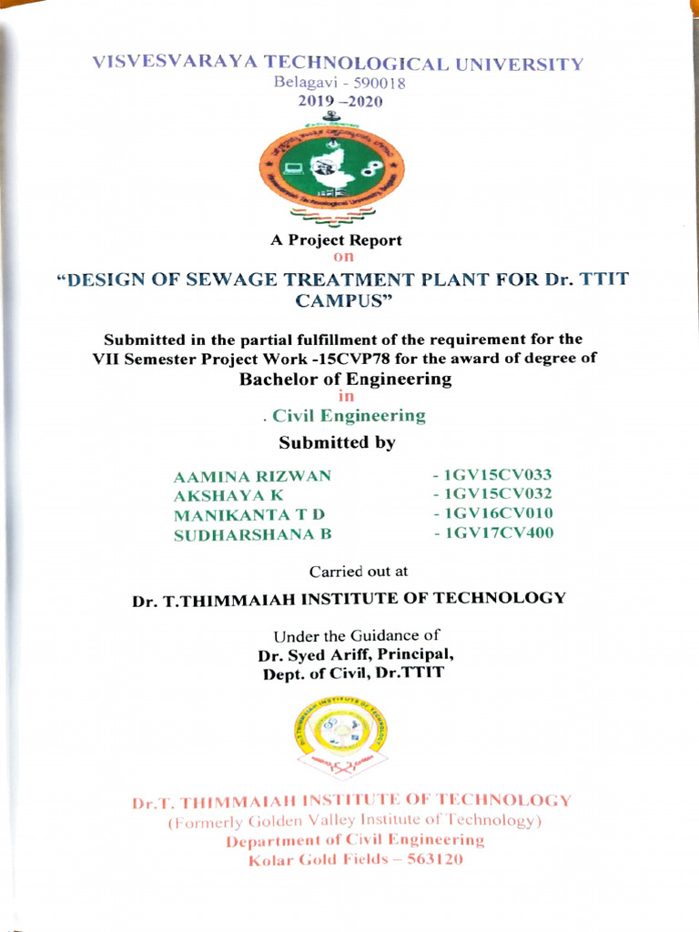 Sewage Treatment Plant Design Report | PDF | Waste | Sewage Treatment