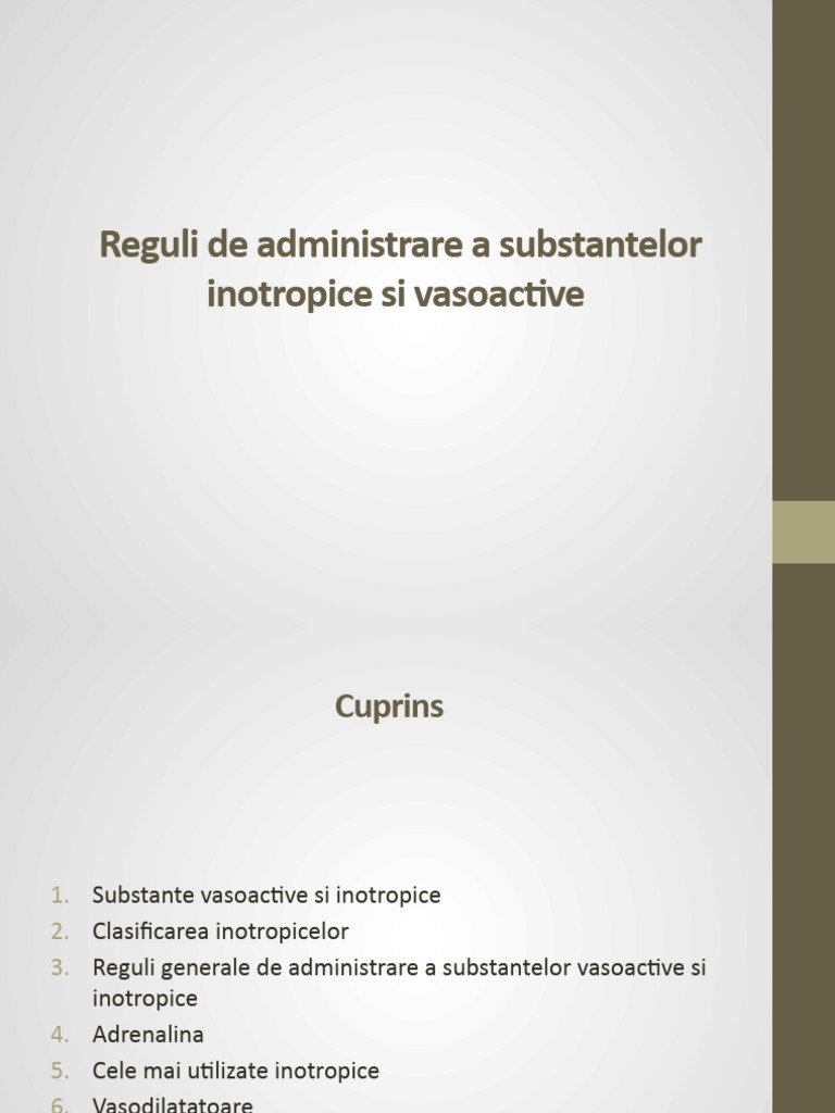 LP 7 Reguli Medicamente Inotropice Powerpoint | PDF