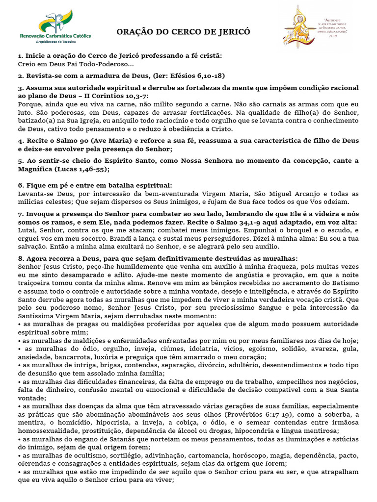 Oração Do Cerco De Jericó Guia Completo Pdf Oração Maria Mãe De